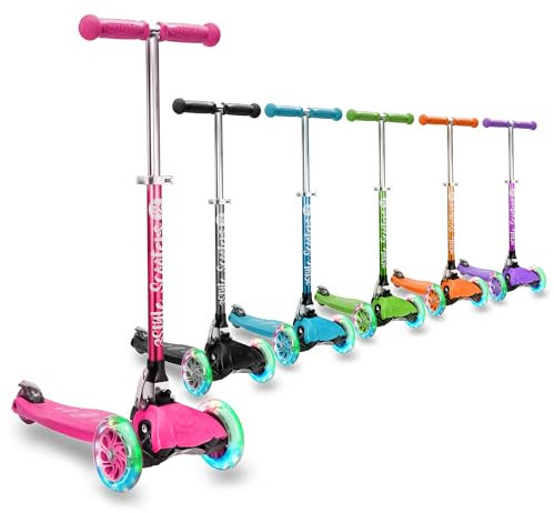 3StyleScooters® RGS-1 Little Kids Dreirad-Tretroller - perfekt für Kinder ab 3 Jahren mit LED-Lichträdern, faltbarem Design, verstellbaren Griffen und Leichtbau (Rosa)