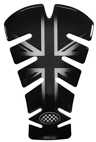 BIKE-label Tampon de réservoir 3D protection peinture universelle pour moto Union Jack noir argent 500721-VA
