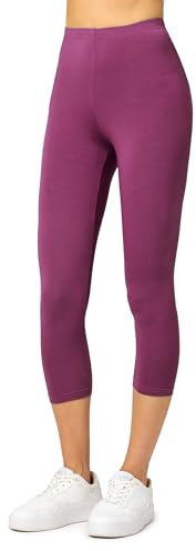 Merry Style Damen Leggings 3/4 Capri Leggings aus Viskose MS10-144 (Weinrot, S)