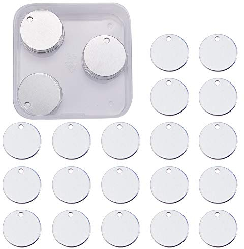 BENECREAT 30 Pack Stanzen Blanks Aluminium Blank Anhanger fur Armband Ohrring Anhanger Charms Erkennungsmarken 0.78(2 cm), Runde Form, 1mm dick