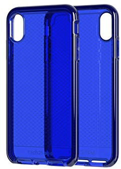 Tech21 Protective Apple iPhone XS Max Case Thin Patterned Back Cover with FlexShock - Evo Check - Midnight Blue