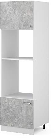 Vicco Mikrowellenschrank R-Line, Küchenregal für die Mikrowelle, Beton/Weiß, 60 cm