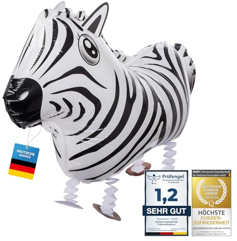 Folienballons Air-Walkers Heliumballons Tierfiguren Helium Luftballons; Dackel Airwalker Hund Ballon mit Leine für Kinder (Zebra)