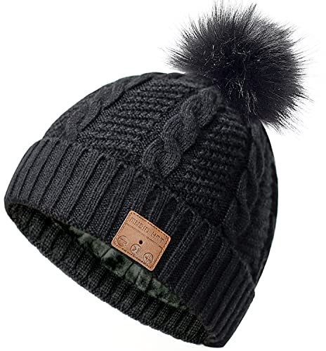 CCHKFEI Bluetooth Beanie Hat, Wireless Music Knit Hat with Stereo Speakers Built-in Microphone, Christmas Stocking Stuffers Gifts for Women Girls Running Cycling Skiing