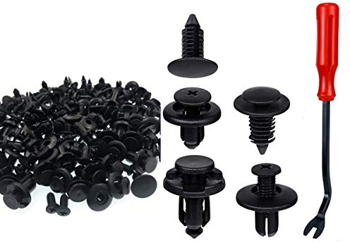 JZK 120 Piezas remaches plastico, clips coche para guardabarros coche, plastico panel, con fastener remover (7 mm 8 mm 9 mm 10 mm)