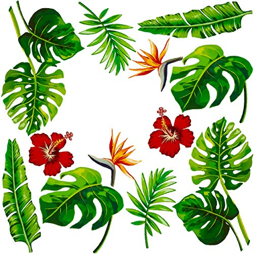 alles-meine.de GmbH Wandsticker + Fensterbilder Motive frei wählbar Kinder & Erwachsene - 3 * 12 TLG - Tropen & Palmen Blätter - Dschungel Blüten - selbstklebend + wiederverwe..