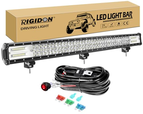 RIGIDON 40 Zoll 102cm 540W Wasserdichte Led lichtleiste kfz mit 12v kabelbaum kit, Offroad beleuchtung bar für Auto SUV UTV ATV, LKW 4x4, Fahrzeuge, 6000K Weiß led nebelscheinwerfer, Led arbeitslicht