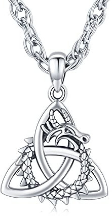 Keltischen Drachen kette Herren 925 Sterling Silber Chinesische Drachen keltischer knoten Anhänger Halskette Schmuck Geschenke für Herren Damen Männer