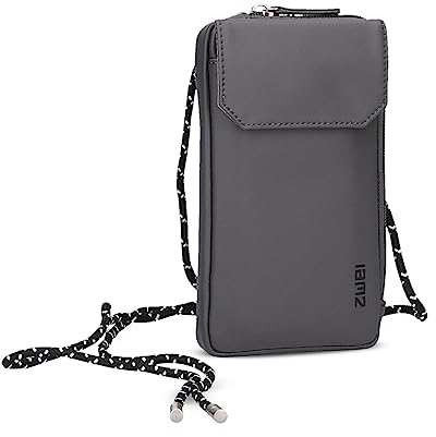 Handytasche zum Umhängen CAP30 Smartphone-Etui 19 x 10 cm, Kleingeldfach + 4 Kartensteckfächer, umlaufender Reißverschluss, längenverstellbarer Riemen, wasserabweisendes Hydroflex Material (stone)