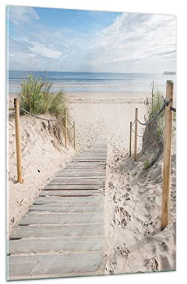 ARTTOR Bilder auf Glas 70x100cm Glasbild Strand Düne Eintritt Groß Wanddeko Bild im Glas Schlafzimmer Küche Deko Wandbilder Dekoration Wohnzimmer Modern Wall Decor Wand Kunstdruck Art GPA70x100-4188