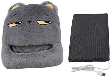 Joyzan USB Foot Warmer, Fast Heating Slipper Cartoon Heated Warmer Electric Feet Pad Rechargeable Desk Shoe for Men Women Office Home Cushion Power Slippers Detachable Heater Winter Use Shoes(Gray)