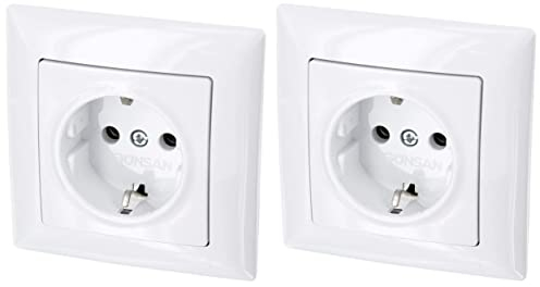 2er Pack, Unterputz Steckdose, Steckklemme, All-in-One, Serie G1 reinweiß