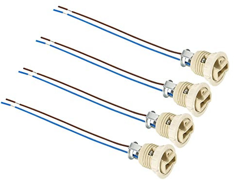 PATIKIL G9 Lumière Base Prise, 4 Paquet Céramique Lampe Support Connecteur Éclairage Remplacement avec 140mm Câble Fil pour Halogène Incandescent LED Lumière Ampoule