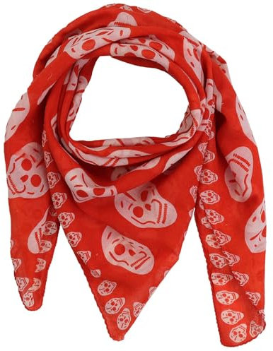 Freak Scene Superfreak Baumwolltuch - Totenköpfe 1 orange - weiß - quadratisches Tuch