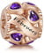 NINGAN February Birthstone Charms Rose Gold 925 Sterling Silver Love Heart Bead for Charm Bracelets and Necklaces with 5A Cubic Zirconia, Birthday Gifts