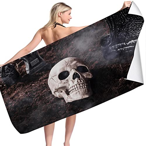 AORUEY Skull Strandtücher, Mikrofaser Strandtuch, Badetuch Handtuch, Kinder Duschtuch 70 X 140cm,Kinder Badetuch, Männer (A04,70x140cm)