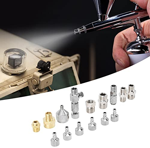 Airbrush-Schnellkupplungs-Set, 15-teiliges Edelstahl-Airbrush-Adapter-Set, 1/8 und 1/4 Airbrush-Schnellkupplung, Airbrush-Materialien