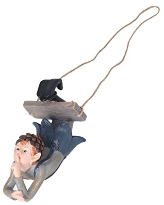 UBEF Elfen-Statue, Baumschmuck, Home-Harz-Schaukel-Wald-Elf-Figur für Innenhöfe