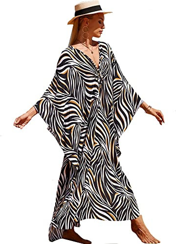 XIVISTO Maxi Lungo Beach Caftano Donna Oversize Abito da Spiaggia Copricostumi Pareos Boho Kimono Costume da Bagno Cover Up