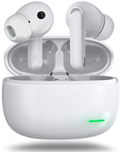 Chxrge Wireless Earbuds, (ANC) Noise Cancelling Earbuds, White Wireless Earphones, Bluetooth 5.2 In-Ear Headphones With Wireless Charging Case, Touch Control, In-Ear Detection & Auto-Connect