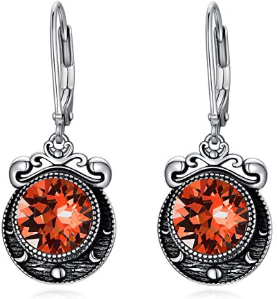 VONALA Halbmondphasen-Ohrringe Sterlingsilber Mondphasen-Ohrringe für Frauen Rubin-Ohrhänger Mondschmuck Geschenk für Frauen Teenager Mädchen