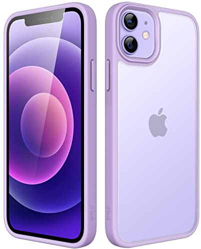 JETech Matt Hülle für iPhone 12/12 Pro 6,1 Zoll, Stoßfest Militärstandard FallSchutz Handyhülle, Mattierte Durchscheinende Rückseite Schutzhülle, Anti-Fingerabdruck (Helles Lila)
