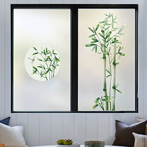 Fensterfolie Blickdicht Bambus Sichtschutzfolie Fenster Selbsthaftend,Milchglasfolie Anti-Uv,Folie Fenster Sichtschutz,Fenster Folie Blickschutz,Blickdichte Fensterfolie