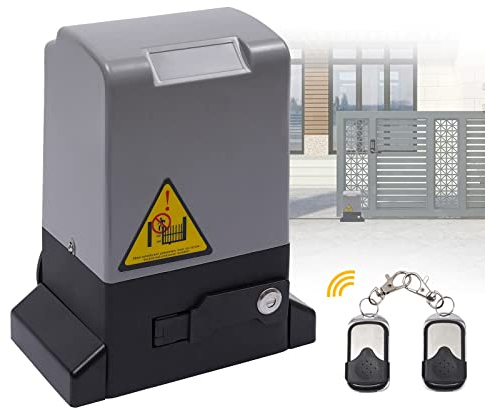 TaNeHaKi Schiebetorantrieb 230V 550W,Automatischer Schiebetoröffner 1200/1800KG,Automatischer Türöffnermotor mit 2 Fernbedienungen und Motoren