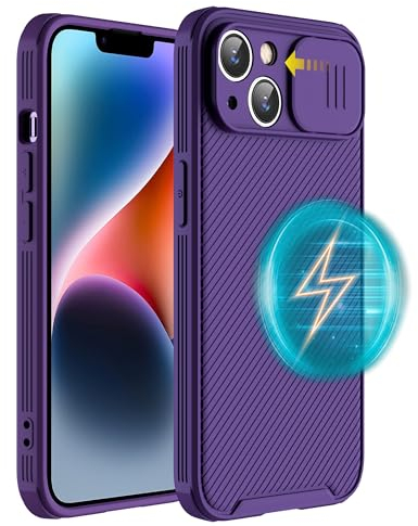 Hitaoyou Hülle für iPhone 13 Mini, iPhone 13 mini Kameraschutzhülle [Support Magsafe Charger] mit Slide Lens Cover, Slim Magnetic Case for iPhone 13 mini (Purple)