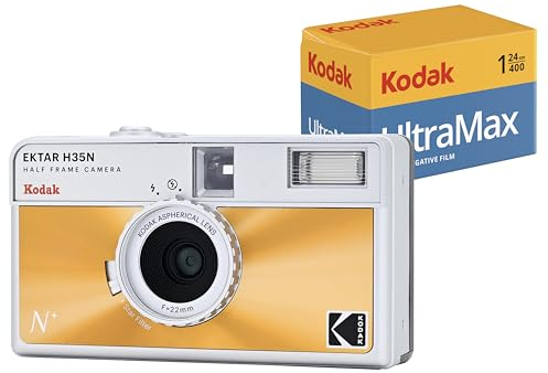KODAK EKTAR H35N Appareil Photo Semi-Format avec pellicule Enroulable KODAK Ultramax 24EXP Orange