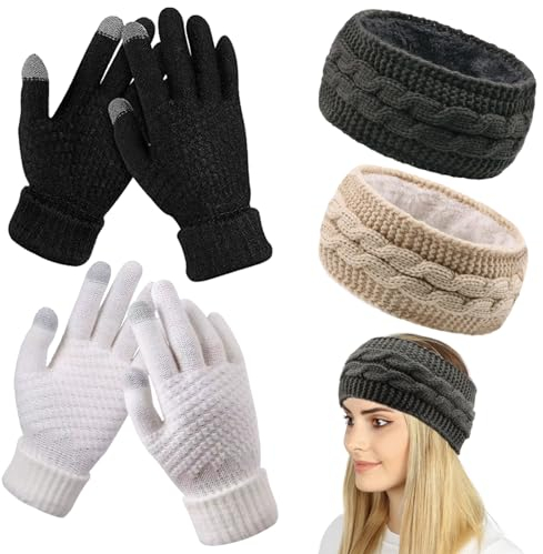 TYXHXTF 2 PCS Tricoté Bandeau, Bandeau Cheveux Femme Hiver, Bandeaux Hiver Serre-Tête, Cache Oreille Femme, Bandeau Cheveux Fille Tricoté Cache-Oreilles Femme pour Femme