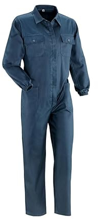 Tuta Blu da Lavoro Uomo Intera 100% Cotone da 250 gr - Tuta Intera Lavorativa Uomo con Tasche - Elastici ai Polsi Cerniera frontale ricoperta - Portametro - Utilizzo industriale ed edilizio - M