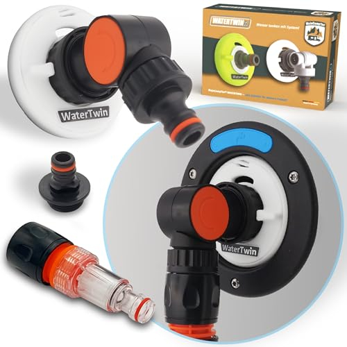 MaJoCompTec® WATERTWIN Tankadapter Wasserfilter Zähler Set | Wohnmobil Wasser Tankdeckel Zubehör | Einfüllstutzen Adapter kompatibel mit Gardena | Typ 3-Pin D:78 (CLEAN-Set)