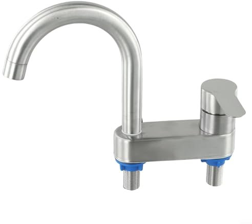 Grifo de fregadero de acero inoxidable 304, grifo mezclador de fregadero de cocina, grifo empotrado lavabo de 2 agujeros para el hogar, baño, cocina