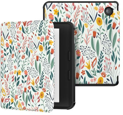 MoKo Coque pour Kobo Libra Colour 7 Pouces 2024, Étui de Protection Souple TPU Ultra-Mince et Léger Anti-Rayures avec Réveil/Sommeil Automatique pour Kobo Libra Colour Tablette 2024, Fleur