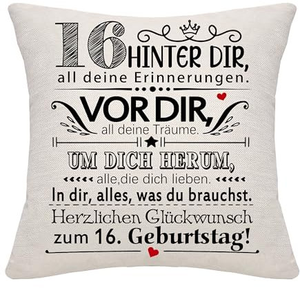 16 Jahre alt Mädchen Jungen Geburtstag Geschenk Hinter dir all deine Erinnerungen Inspirierende Geschenk 16. Geburtstag Geschenk Kissenbezug für Tochter Sohn Schwester Enkelin Enkel Freunde(16)