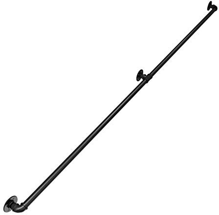 Schwarzer Handlauf aus Schmiedeeisen für Innentreppen, 50–400 cm Industrie-Rundrohrgeländer, Rutschfester Haltegriff, Wandgeländer für Behinderte für Loft-Korridor im Freien (Größe: 120 cm (
