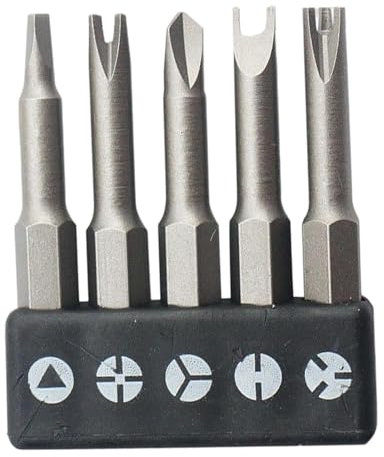 Zasdvn Lot de 5 embouts de tournevis en alliage CRV de forme spéciale - Jeu d'embouts de tournevis cruciformes - Type Y - Embout de tournevis cruciforme intérieur à trois points