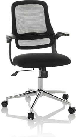 hjh OFFICE Bürostuhl mit klappbaren Armlehnen Miko B ECO Drehstuhl höhenverstellbar, atmungsaktive Rückenlehne, Lendenwirbelstütze, Schwarz