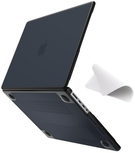 eleger bruchsicher Hülle kompatibel mit MacBook Pro 14 Zoll M4 M3 M2 M1 Pro/Max A3112 A3185 A3401 A2918 A2992 A2779 A2442, Ausgabe 2024 2023 2021, schwarzer TPU Rand & Harte PC Case, Matt schwarz