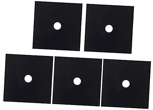 SHOWERORO 5pcs Gas Burner Covers Black Stove Top Liners (27x27mm 0.08mm) Reusable Gas Range Protector for Kitchen Cleaning