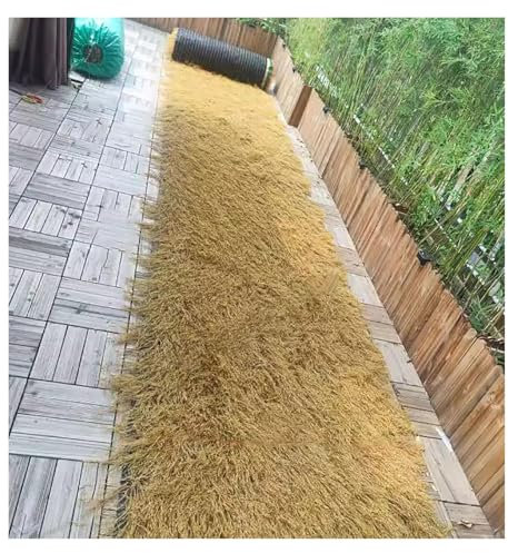 Feuerfeste synthetische Tiki-Dach-Stroh-Rollen für Holzhaus/Pavillon/Innenhof, 15 m, Vintage-Kunststroh, 1 x 3 m