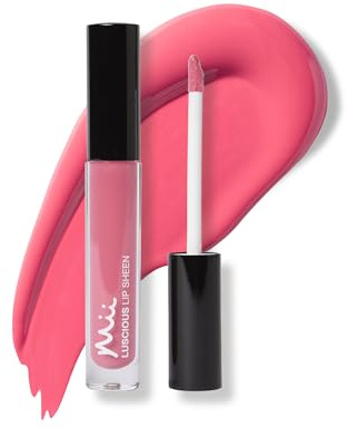 Mii Cosmetics Luscious Lip Sheen Lip Gloss | Nourishing Non-Sticky Lipgloss | Full Colour Coverage & Endless Glossy Shine | Flamingo Pink | Sweet Pea