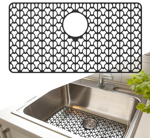 Silikon Spülbeckenmatte, Spülbeckeneinlage 66 x 35cm, Spülbeckenschutz Zusammenklappbar, Hitzebeständig und rutschfest Küchen-Abtropfuntersetzer Schutzeinlage, Sink Mat für Spüle