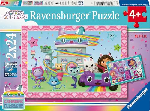 Ravensburger Kinderpuzzle - 12004112 Gabby's Dollhouse - Puzzle für Kinder ab 4 Jahren, mit 2x24 Teilen