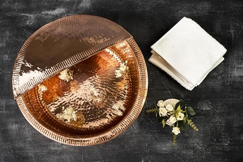 Alfiq 100% Solid Copper Foot Bowl with Removable Footrest, Hand Hammered Large Relaxation Pedicure Basin, 16-20 Sizes, for Spa & Pedicure (18''-(45cm))