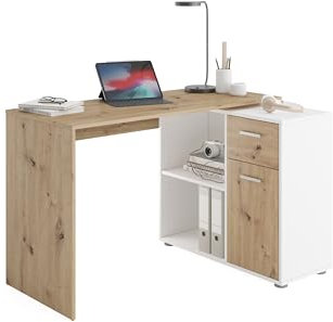 möbelando Schreibtisch >Albrecht 1< in Artisan Eiche Dekor-weiß - 83x74x117cm (BxHxT)