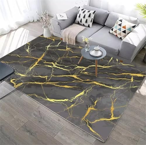 Kinderzimmerteppich, 60 x 90 cm, leicht zu reinigen, Blau / Gelb gestreift