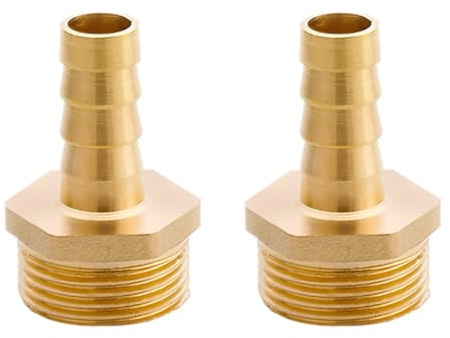 2 Stück Messing-Schlauchverbinder, G3/4 Außengewinde auf 12 mm Widerhaken, Schlauchkupplung, Pagodengelenk, Schnellverbindung, Gasrohr-Adapter für Haus und Garten