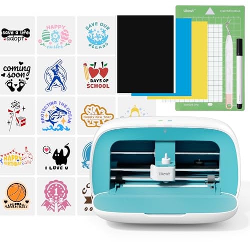 Likcut S501 Schneideplotter, Plotter maschine mit Intelligenter Einbau Speicher, Verfügbar für Vinyl, Iron on und Karten, Plotter mit Einsteiger Set, Blau
